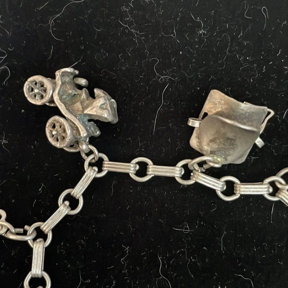 Vintage estate western sterling silver charm bracelet